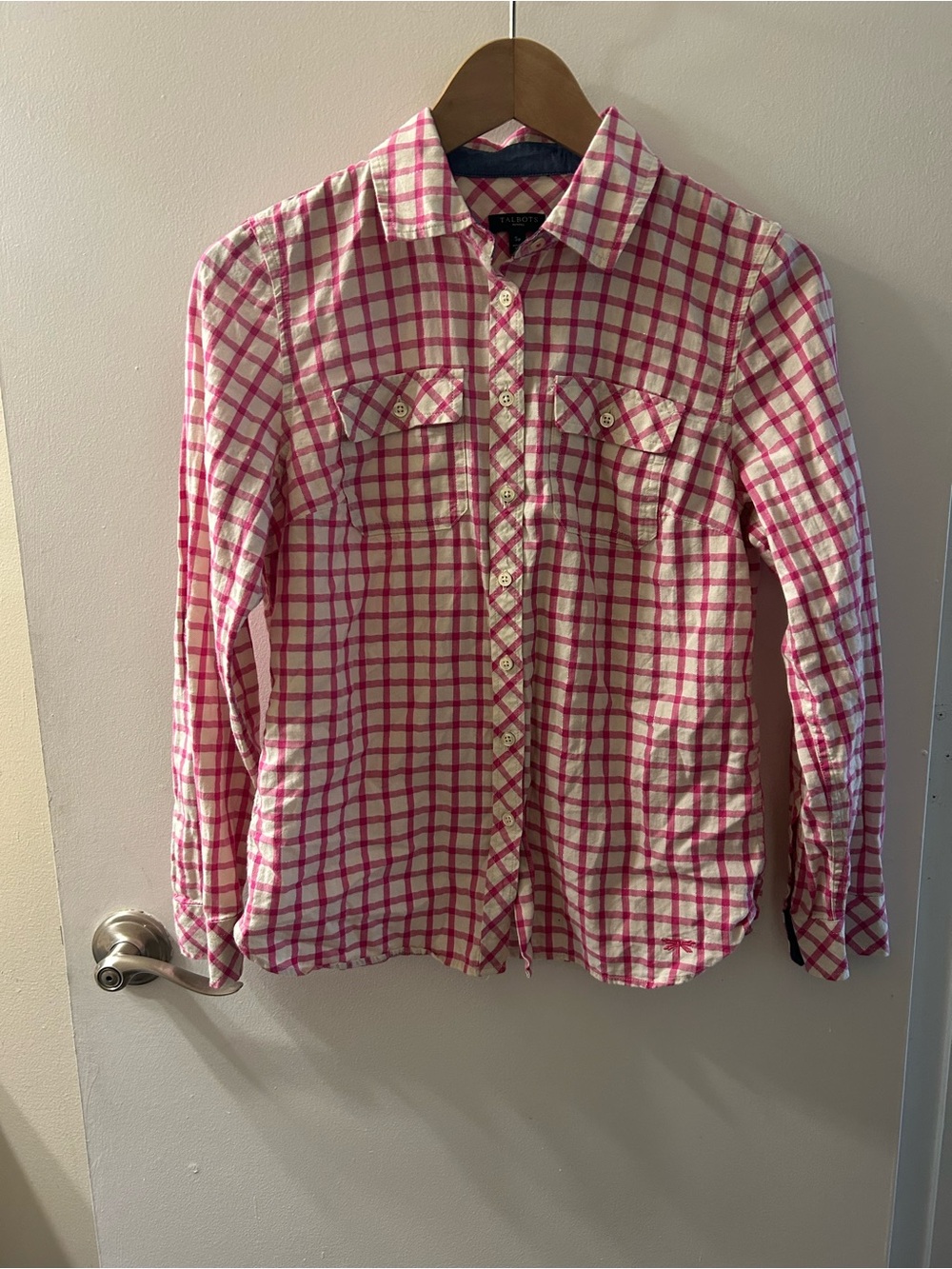 Talbots Pink & White Plaid Button-Down Shirt
